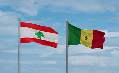 Senegal and Lebanon flags, country relationship concept