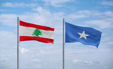 Somalia and Lebanon flags, country relationship concept