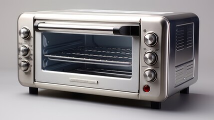 Fototapeta premium Sleek stainless steel toaster oven with convection. AI generated
