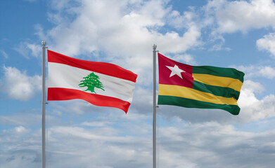 Togo and Lebanon flags, country relationship concept