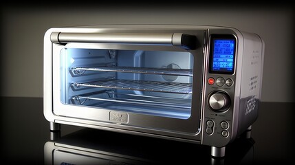 Fototapeta premium Sleek stainless steel toaster oven with convection. AI generated