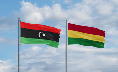 Bolivia and Libya flags, country relationship concept