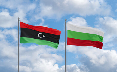 Bulgaria and Libya flags, country relationship concept