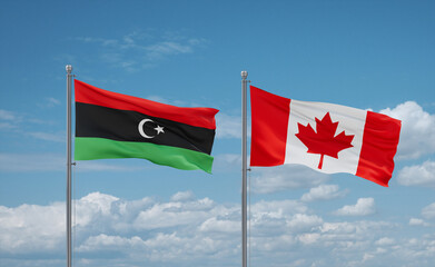 Canada and Libya flags, country relationship concept