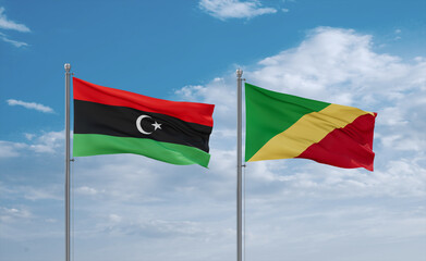 Congo and Libya flags, country relationship concept