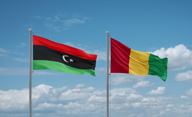 Guinea and Libya flags, country relationship concept