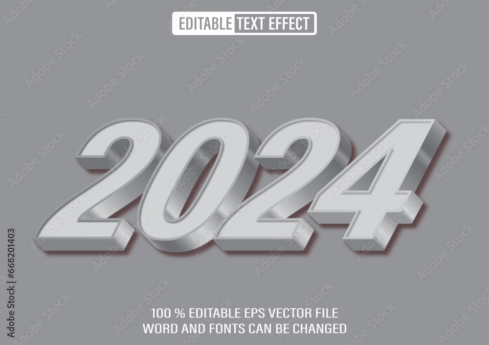Poster 2024 editable text effect 3d style template