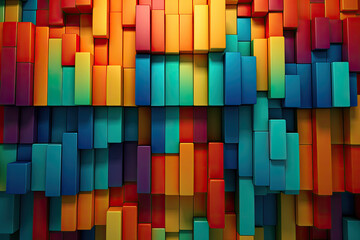 Abstract bright geometric pastel colors colored 3d gloss texture wall with squares and rectangles background.