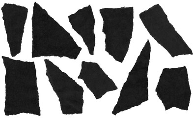 torn and ripped paper pieces frames with jagged edges from black paper in Y2K retro style, png...