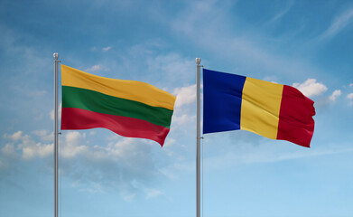 Chad and Lithuania flags, country relationship concept