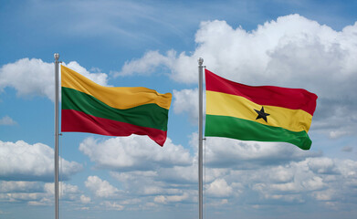 Ghana and Lithuania flags, country relationship concept