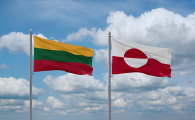 Greenland and Lithuania flags, country relationship concept