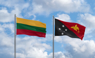 Papua New Guinea and Lithuania flags, country relationship concept