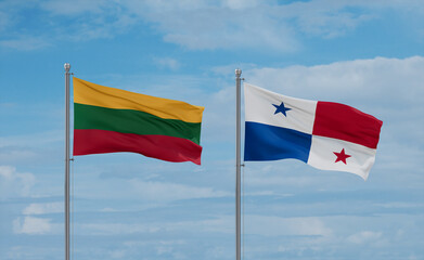 Panama and Lithuania flags, country relationship concept