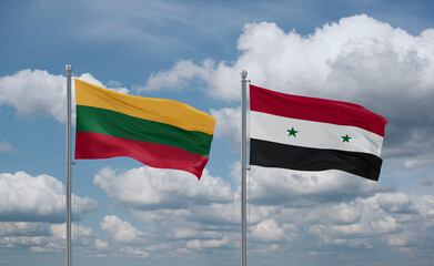 Syrian and Lithuania flags, country relationship concept