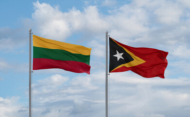 East Timor and Lithuania flags, country relationship concept