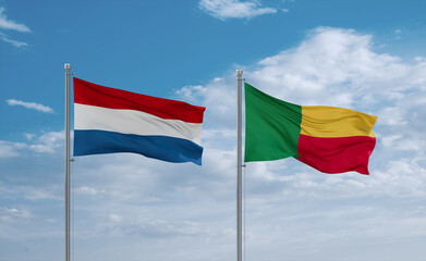 Benin and Luxembourg flags, country relationship concept