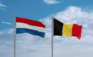 Belgium and Luxembourg flags, country relationship concept