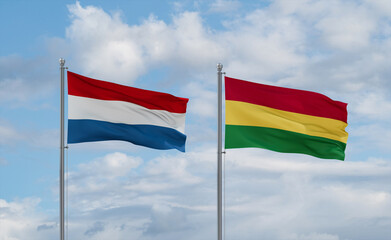 Bolivia and Luxembourg flags, country relationship concept