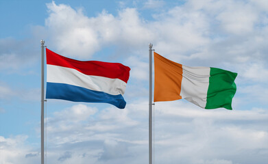 Ivory Coast and Luxembourg flags, country relationship concept