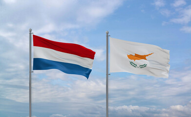 Cyprus and Luxembourg flags, country relationship concept