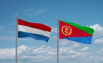 Eritrea and Luxembourg flags, country relationship concept