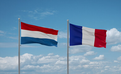 Luxembourg and France flags, country relationship concept