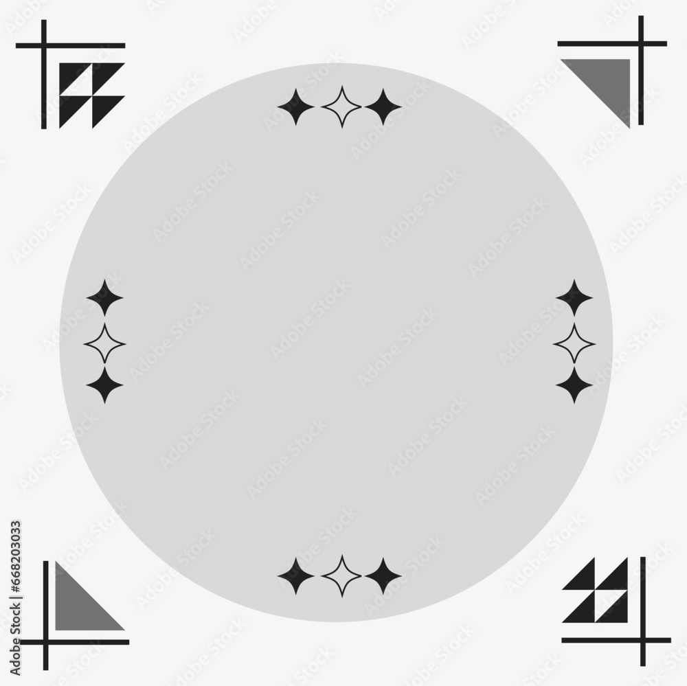 Poster minimal style corner lines and gray circles template background
