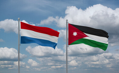 Jordan and Luxembourg flags, country relationship concept