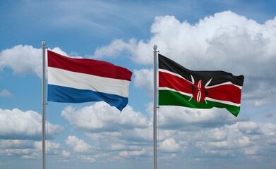 Kenya and Luxembourg flags, country relationship concept