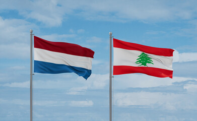 Lebanon and Luxembourg flags, country relationship concept