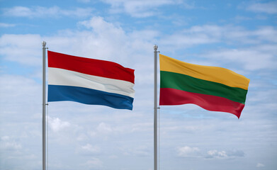 Lithuania and Luxembourg flags, country relationship concept
