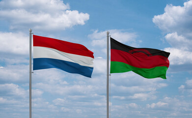 Malawi and Luxembourg flags, country relationship concept