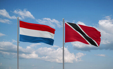 Trinidad and Tobago and Luxembourg flags, country relationship concept