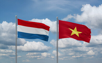 Vietnam and Luxembourg flags, country relationship concept