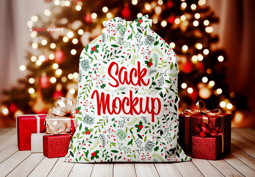 Christmas Sack Mockup. Ai Generative