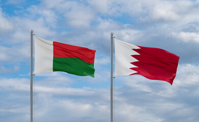 Bahrain and Madagascar flags, country relationship concept