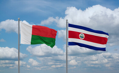Costa Rico and Madagascar flags, country relationship concept