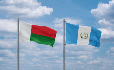 Guatemala and Madagascar flags, country relationship concept