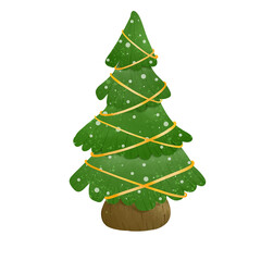 Christmas tree hand drawn illustrations. 