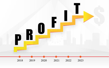 Profit graph wit arrow showing upwards - obrazy, fototapety, plakaty