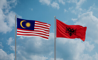 Malaysia and Albania national flags, country relationship concept