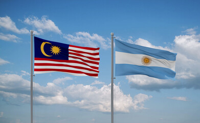 Argentina and Malaysia flags, country relationship concept
