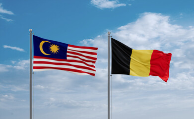 Belgium and Malaysia flags, country relationship concept