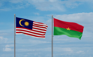 Burkina Faso and Malaysia flags, country relationship concept