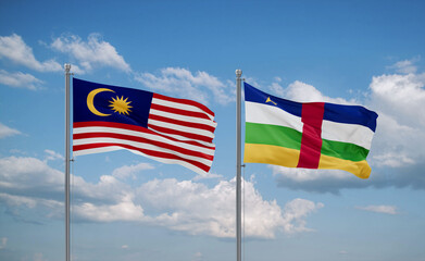 Central African Republic and Malaysia flags, country relationship concept