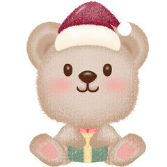 Set, Santa Cross bear and Christmas presents.Illustration and composition used for Christmas decorations.