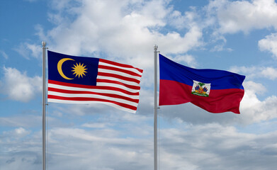 Haiti and Malaysia flags, country relationship concept