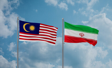 Iran and Malaysia flags, country relationship concept