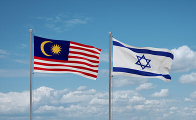 Israel and Malaysia flags, country relationship concept